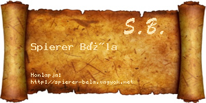 Spierer Béla névjegykártya